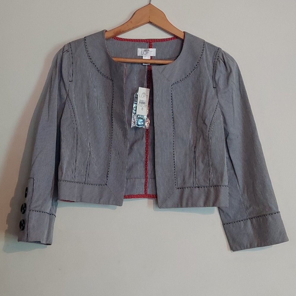 Pinstriped cropped jacket